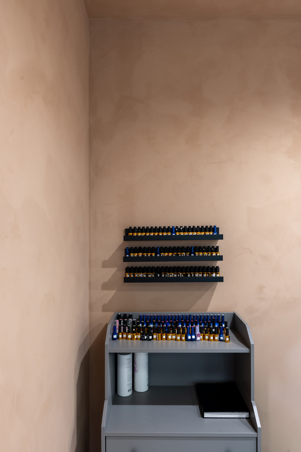 KULTA Limewash Paint, an eco-friendly mineral paint known for its natural matte texture. Beauty Salon Interior Design.