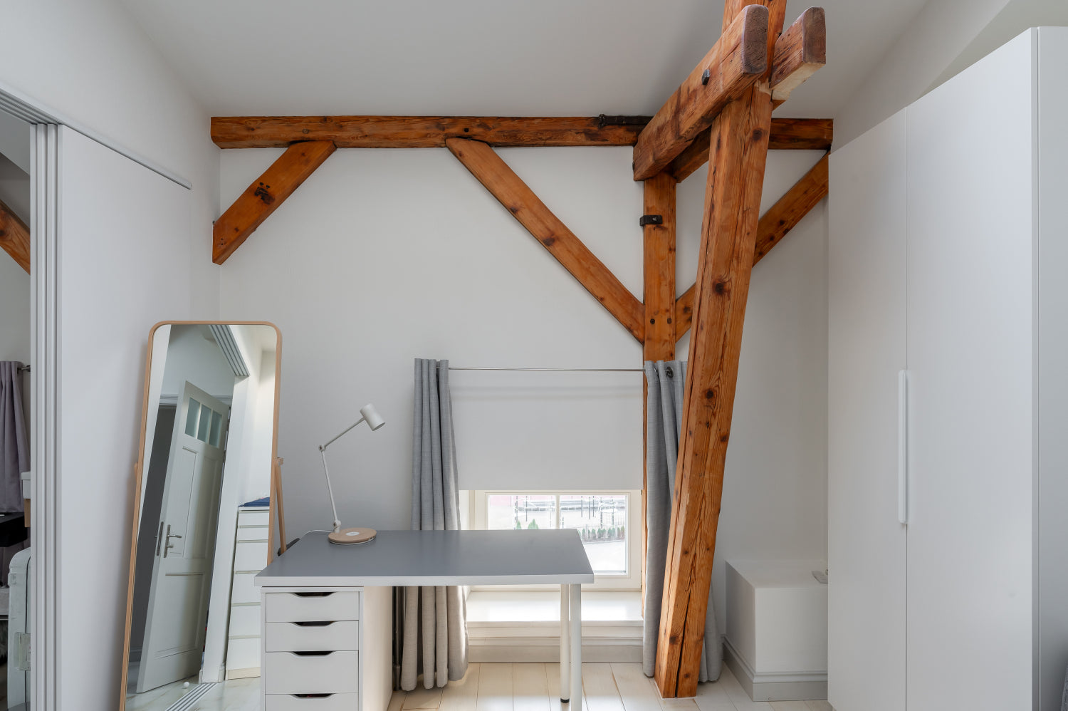 Home studio painted with KULTA Limewash Paint, an environmentally friendly mineral paint with a soft matte texture.