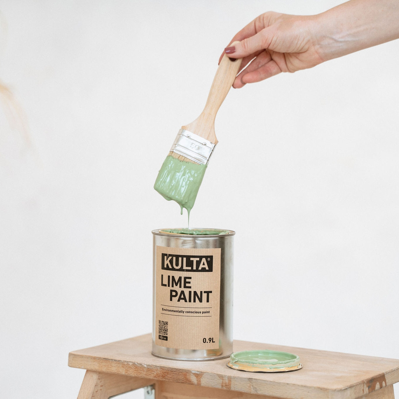 Kulta Limewash Paint - Minted Meadow is a fresh minty green perfect for a bright natural vibe made with environmentally friendly ingredients for a nature-inspired finish.