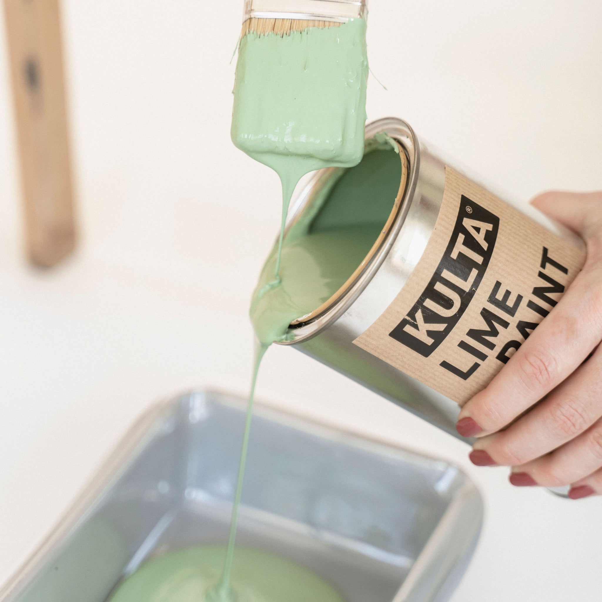 Kulta Limewash Paint - Minted Meadow is a fresh minty green perfect for a bright natural vibe made with environmentally friendly ingredients for a nature-inspired finish.